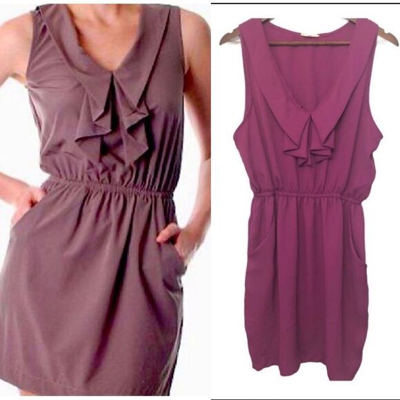 Urban outfitters Silence + Noise magenta purple ruffle flutter romantic dress L - Picture 1 of 14